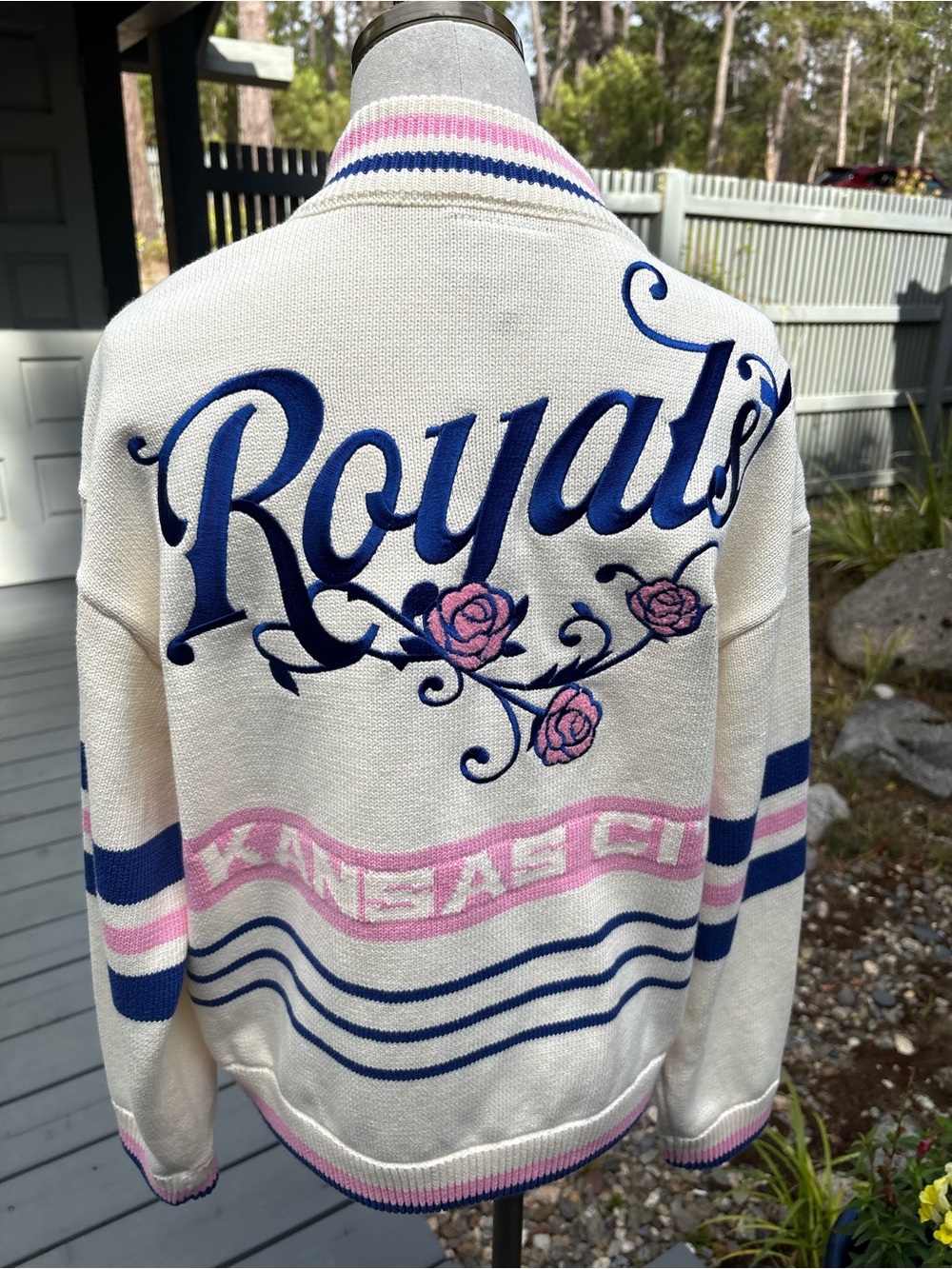 Anthropologie The Wild Collective KC Royals MLB Cardigan Sweater Bomber Jacket